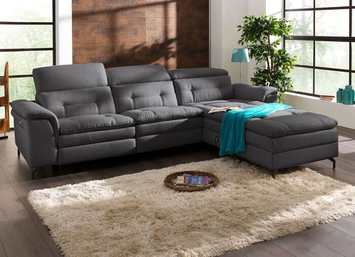 Polsterecke mit verstellbarer Kopfst&uuml;tze und Ottomane 