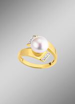 Damenring mit S&uuml;sswasser-Zuchtperle und synth. Zirkonia 