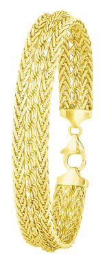 Armband, aussen Zopf- und innen Kordelkette, mit Schmuck-Karabiner