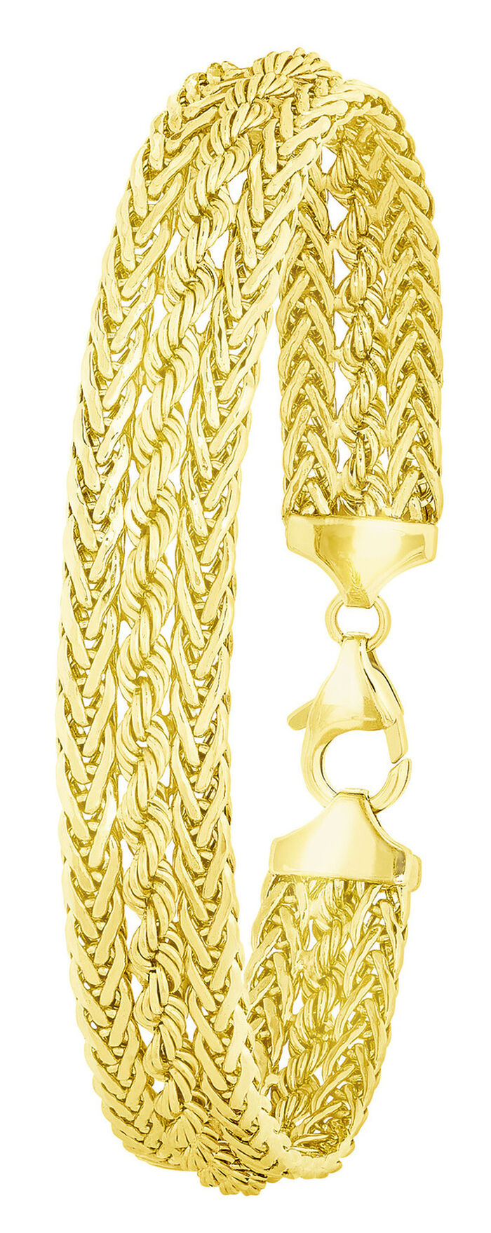 Armband, aussen Zopf- und innen Kordelkette, mit Schmuck-Karabiner