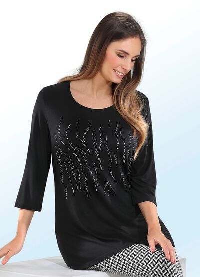Longshirt mit Pl&auml;ttchen-Motiv 