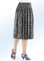 Rock mit figurfreundlicher, gesmokter Passe GRAU-WEISS