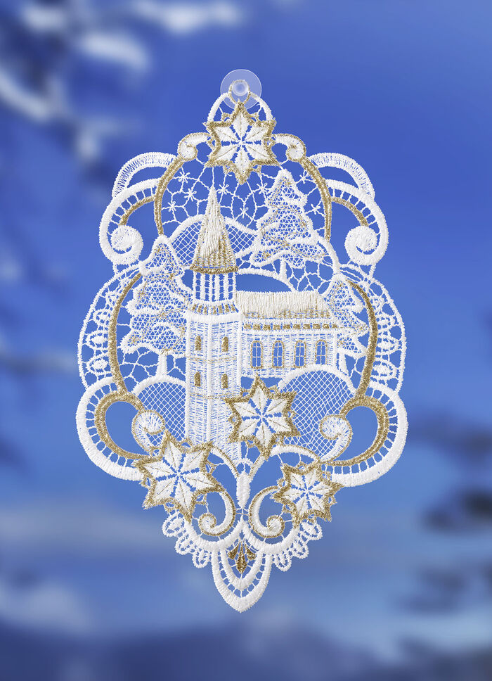 Fensterbild Maria Kirche aus Plauener Spitze 