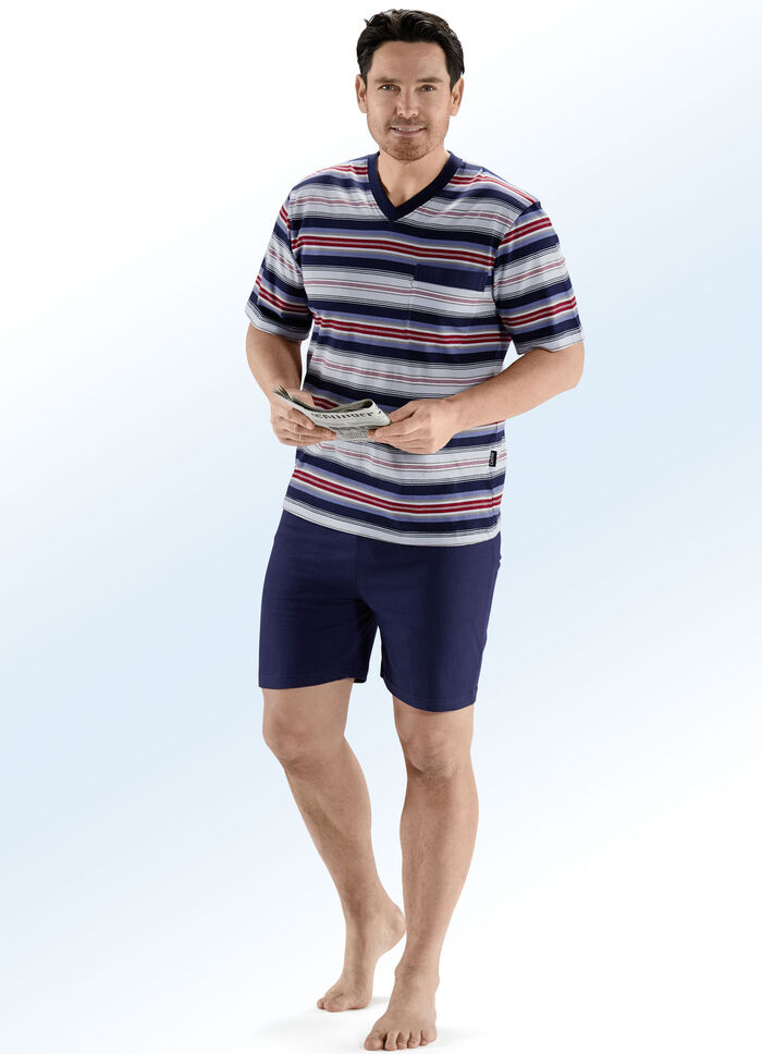 Zweierpack Shortys mit V-Ausschnitt und Brusttasche 