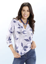 Allover gemustertes Shirt mit V-Ausschnitt in 3 Farben