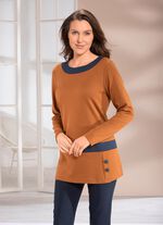 Sweatshirt mit Kontrastblende in 2 Farben CAMEL-MARINE