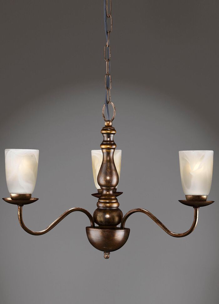 Pendelleuchte mit satiniertem Glas-Lampenschirm BRAUN-GOLD