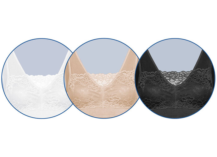 Comfort Spitzen BH im 3er-Set WEISS-HAUT-SCHWARZ