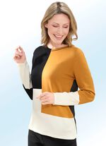 Pullover in Colorblocking SAFRAN-ECRU-SCHWARZ