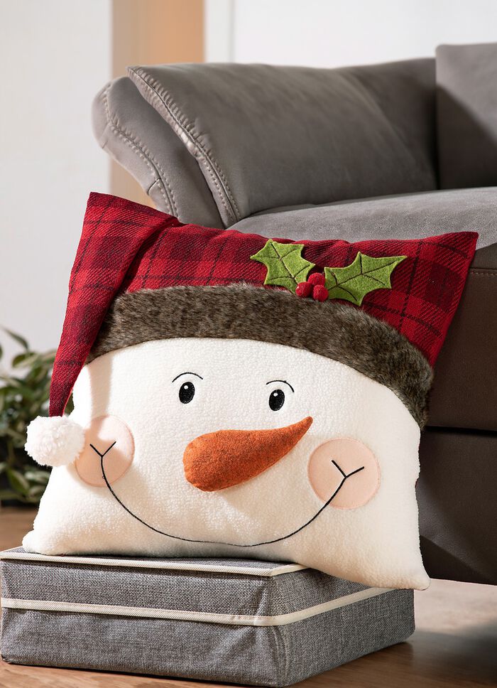Kissenbezug mit Schneemannapplikation 