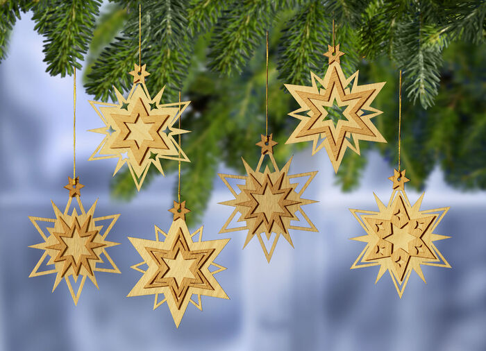 Baumhänger, 6er-Set, aus Holz im Erzgebirge gefertigt 