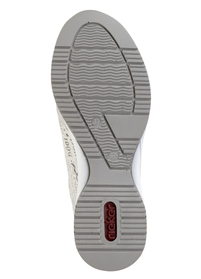 Rieker Schnür-Sneaker aus bedrucktem Synthetikmaterial HELLGRAU-SILBER