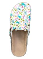 Klassische Damen-Clogs, mit anatomisch, gepolstertem Fussbett WEISS-BUNT