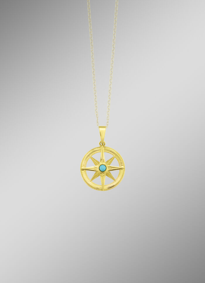 Schicker Kompass-Anh&auml;nger mit beh. T&uuml;rkis 