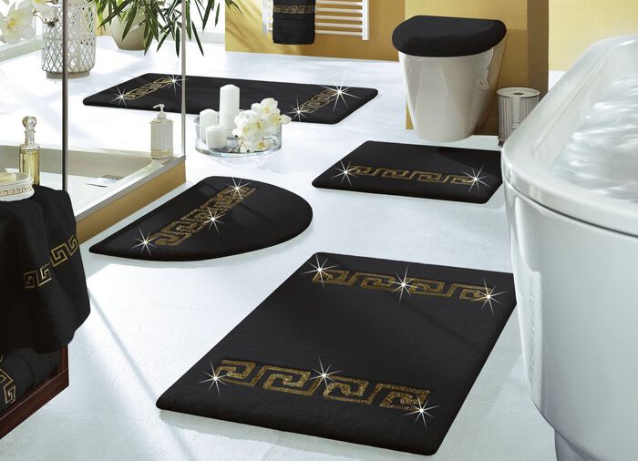 &laquo;RHOMTUFT&raquo; Luxus-Badgarnituren SCHWARZ-GOLD