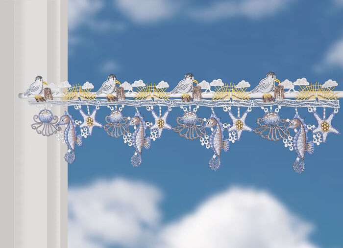 Stangendekoration aus echter Plauener Spitze 