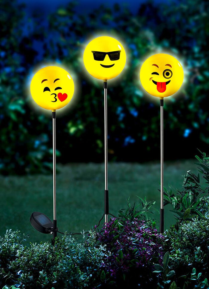 Solarlampen Happy Face, 3er-Set 