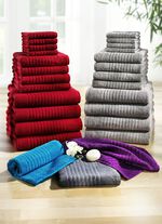 12-teiliges Frottier-Set mit Bordüre und Aufhänge-Kordel