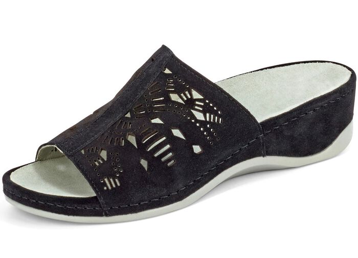 Mubb Pantolette mit antiker Lochung SCHWARZ