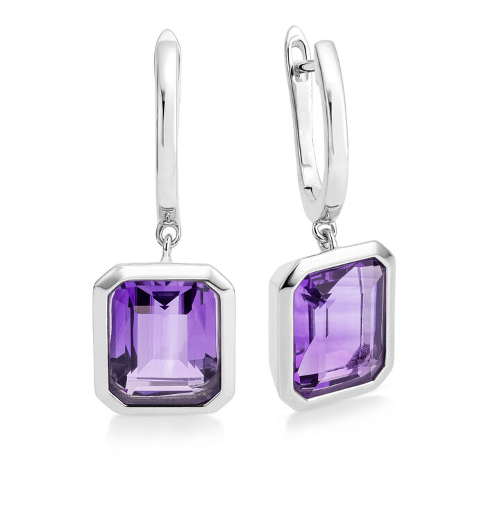 Moderne Ohrringe mit echt Amethyst 