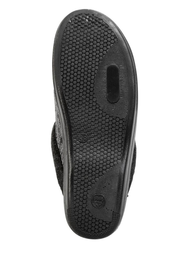 Laurina Pantoffel aus changierendem Cord-Material mit Filzbesatz GRAU