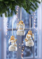 Gl&ouml;ckchen-Aufh&auml;nger mit Engelchen WEISS-GOLD