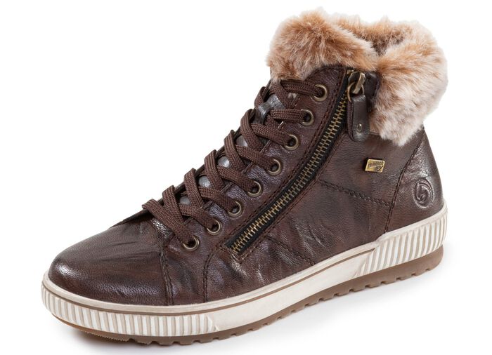 Remonte, gef&uuml;tterte Damen-Boots, Winterschuhe, Weite G, mit herausnehmbarem Fussbett DUNKELBRAUN