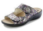 Mubb Pantolette aus floral bedrucktem Leder LILA-BUNT