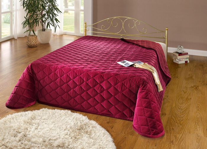 Tagesdecken und Kissenbez&uuml;ge in edler Samt-Optik BORDEAUX