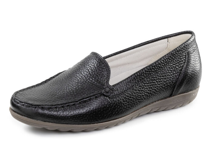 Waldläufer, bequeme Damen-Slipper, Weite H, mit herausnehmbarem Fussbett SCHWARZ