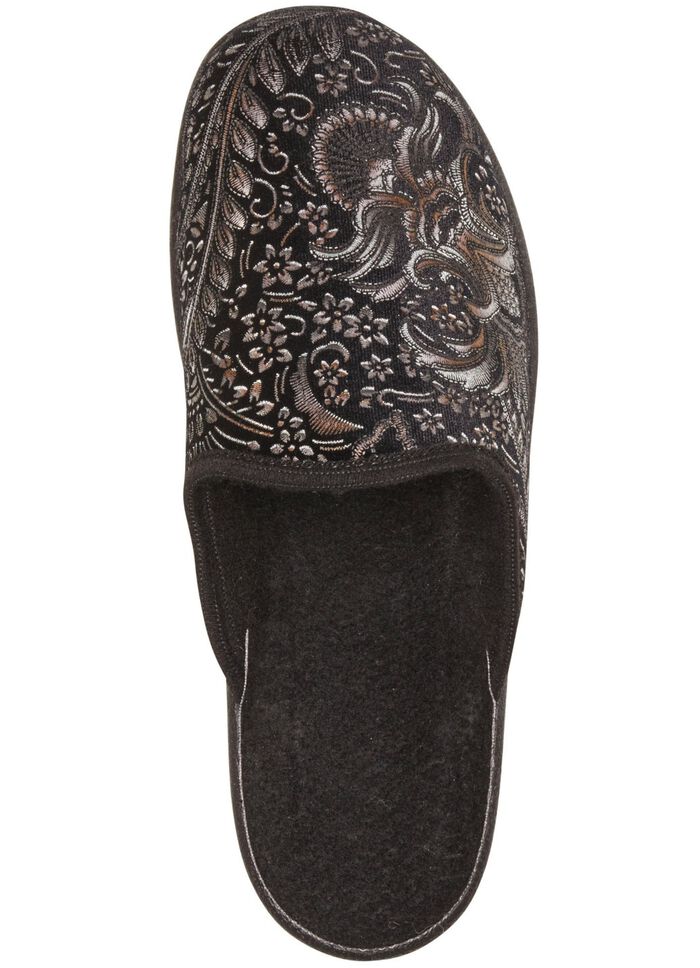 Pantoffel mit floralem Muster SCHWARZ