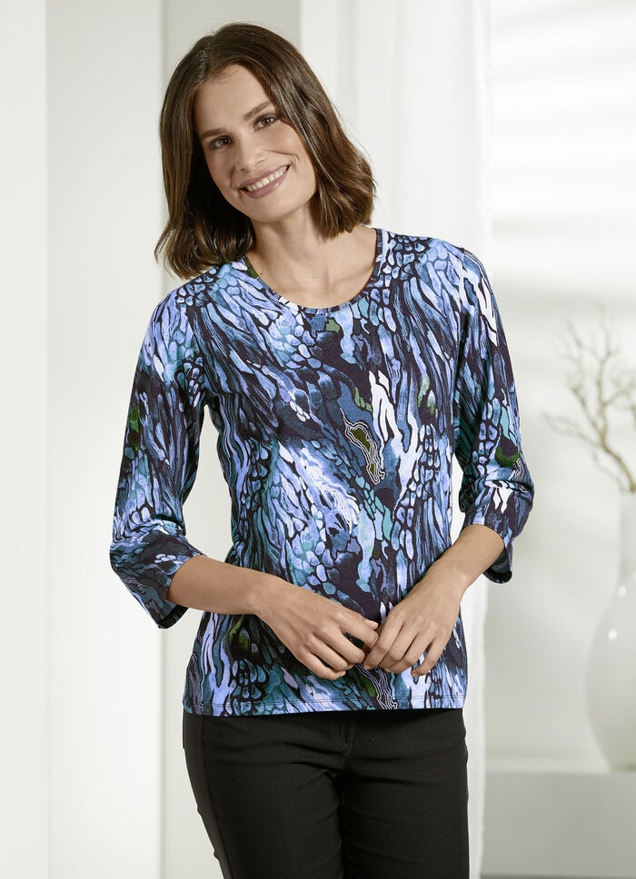 Bezauberndes Shirt mit softem Griff in 2 Farben BLAU-SCHWARZ