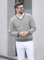 V-Pullover mit markantem Halsausschnitt in 3 Farben HELLGRAU