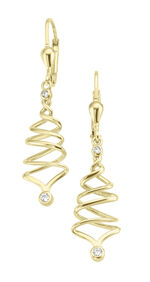 Moderne, geschwungene Ohrringe mit synth. Zirkonia 