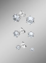 Ohrstecker-Set, 3 Paar, mit synth. Zirkonia 