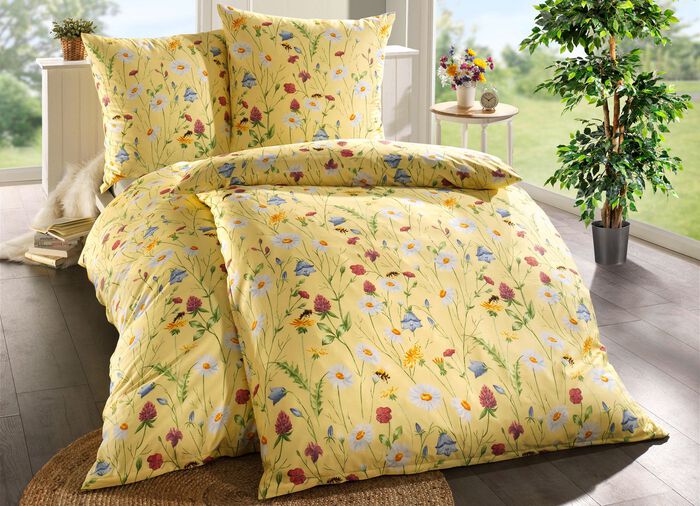 Bettw&auml;sche-Garnitur mit Reissverschluss GELB