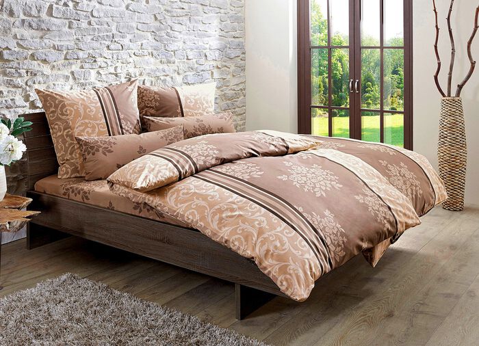 Renforc&eacute; Bettw&auml;sche aus 100% Baumwolle BRAUN