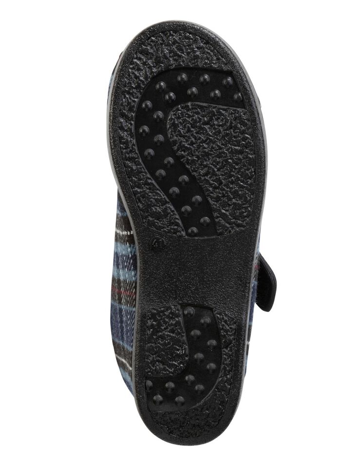 Stiefelette aus kariertem Textilmaterial BLAU