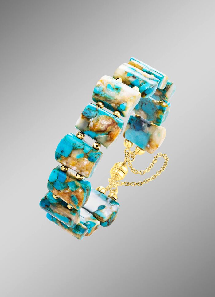 Armband mit beh. T&uuml;rkis und beh. Perlmutt 