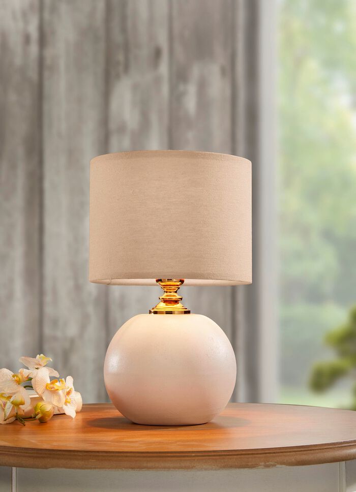 Keramik-Tischlampe mit Textillampenschirm GRAU