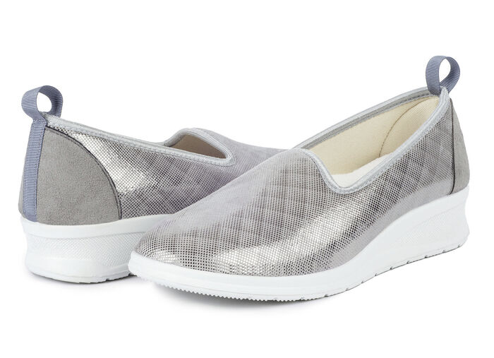 Aerosoft Flex Slipper mit Keilabsatz von J&uuml;rgen Hirsch SILBERGRAU