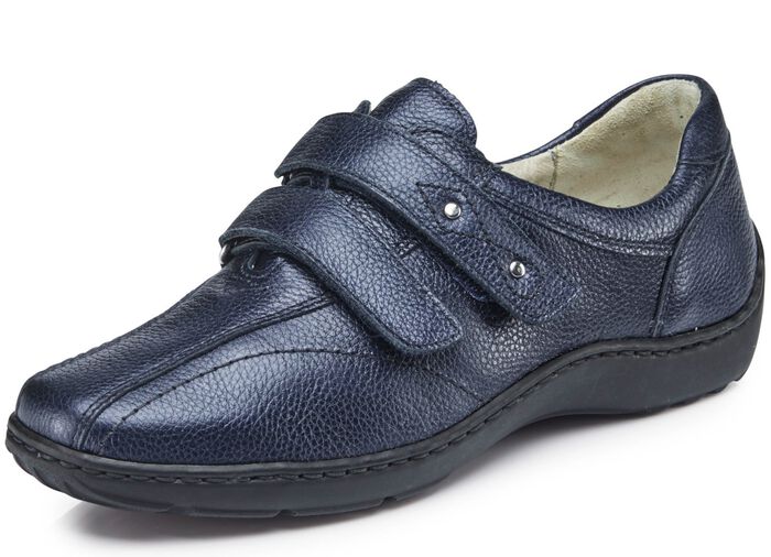 Waldl&auml;ufer, bequeme Damen-Slipper, Weite H, mit herausnehmbarem Fussbett DUNKELBLAU