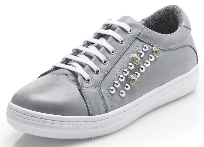 Sneaker mit trendigen Ziernieten HELLGRAU
