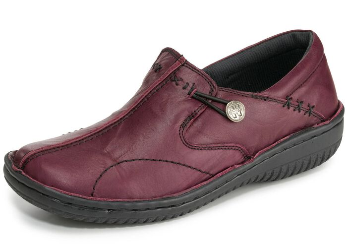 Slipper aus Nappaleder mit Knitter-Struktur BORDEAUX