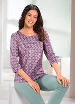 Shirt mit Allover-Druck in 2 Farben BORDEAUX-SALBEI-ROSE