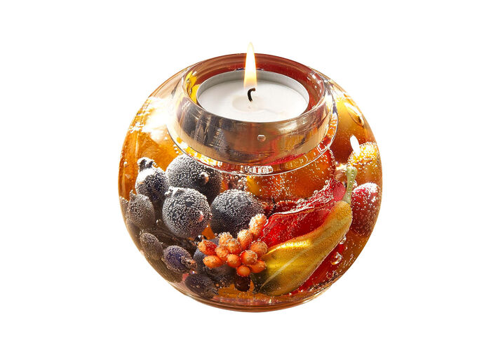 Teelichthalter aus mundgeblasenem Glas BRAUN-ROT