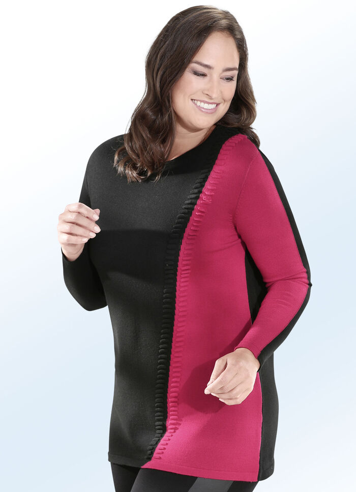 Pullover mit schräg verlaufendem Intarsienmuster 