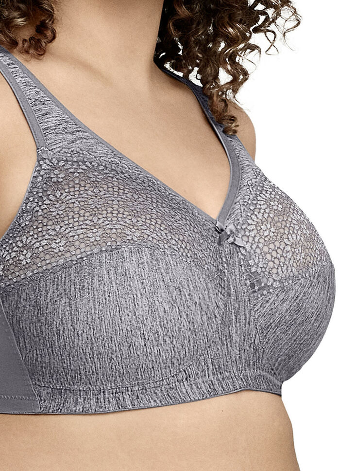 Glamorise Stütz-BH mit Elastikspitze GRAU MELIERT