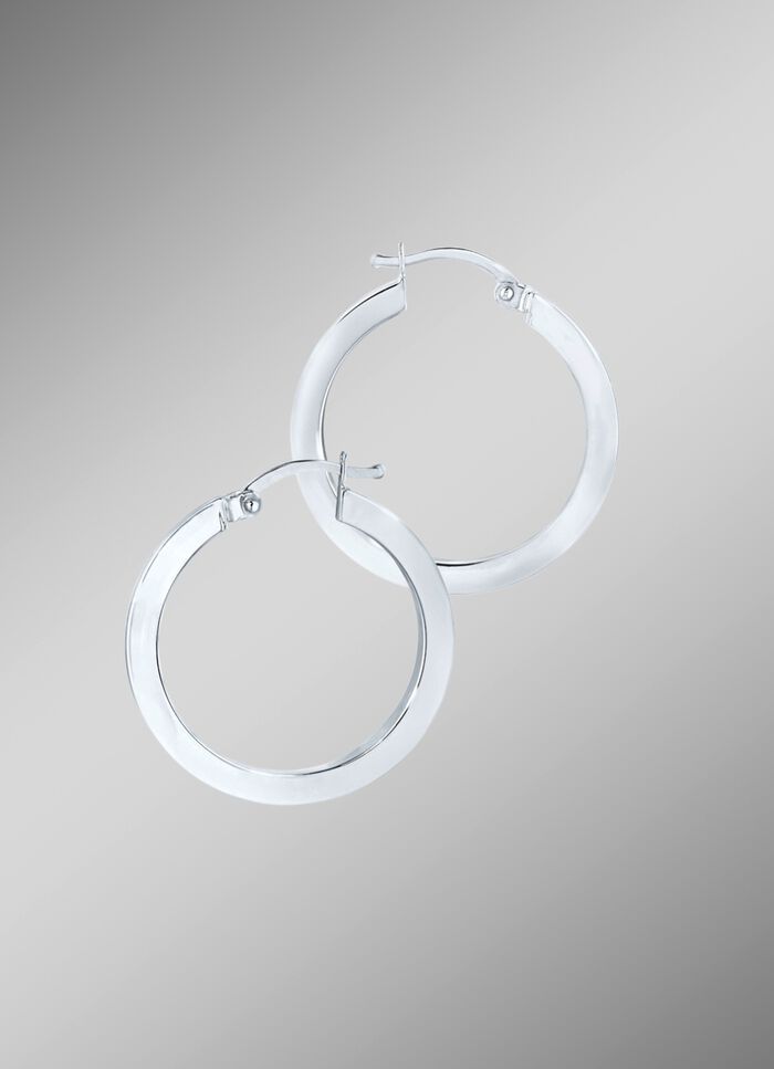 Hochgl&auml;nzende Creolen aus Weissgold 