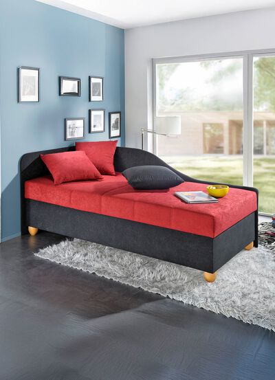 Komfort-Studioliege auf massiven Holzf&uuml;ssen 